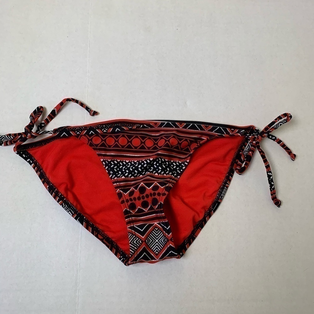 Red and Black Geometric Bikini Bottoms